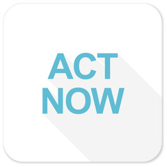 act now blue flat icon
