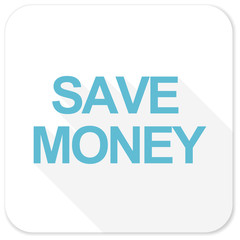 save money blue flat icon