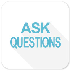 ask questions blue flat icon