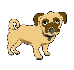 vector illustration of a cute pug cartoon