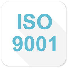 iso 9001 blue flat icon