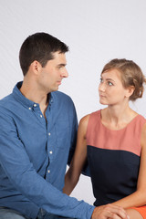 Couple looking into each others eyes romantically