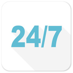 24/7 blue flat icon