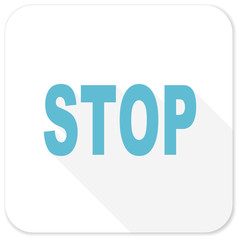 stop blue flat icon