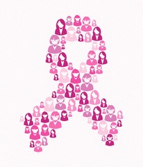 Breast cancer awareness pink ribbon women shape