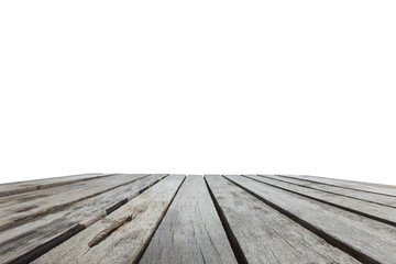 Top wooden table isolated on white background