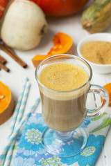 Pumpkin latte - coffee with pumpkin cream and hot drinks.