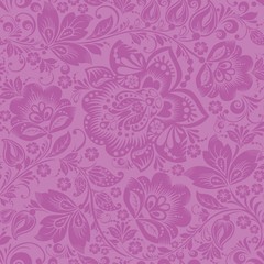 Pink Ornamental Flowers Seamless Pattern
