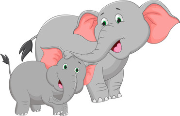 Mother and baby elephant cartoon
