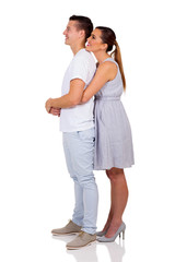 young couple looking up