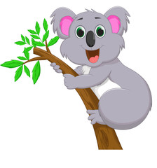Cute koala cartoon on a tree © wisnu_Ds