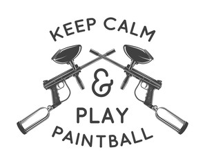 Paintball logo template. Paintballing poster design. Vector