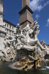 Fototapeta na wymiar Fountain of the Four Rivers in the Piazza Navona