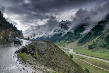 storm clouds over mountains of ladakh, Jammu and Kashmir, India