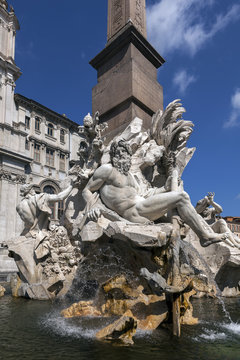 Fountain of the Four Rivers in the Piazza Navona