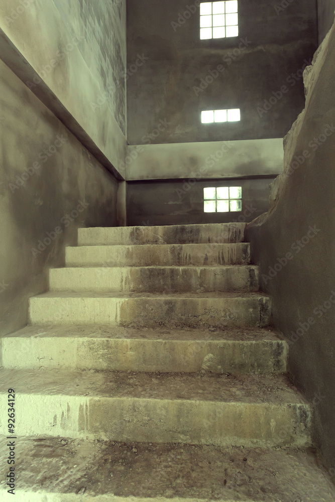 Wall mural staircase cement concrete structure in residential house