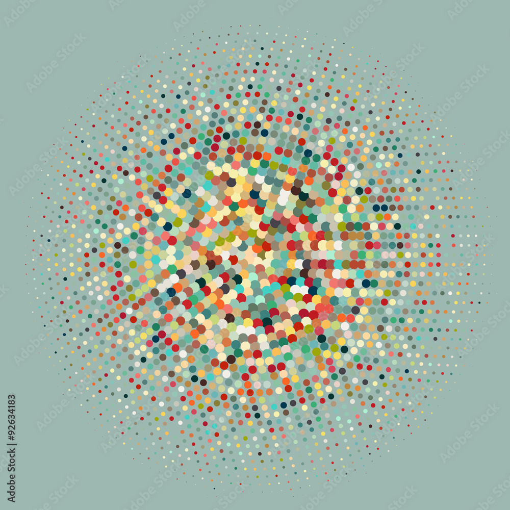 Poster flat colored ornament with retro halftone dots
