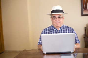 senior man using a computer