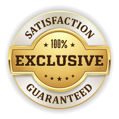 Gold exclusive badge on white background