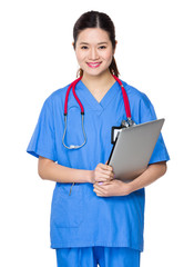 Doctor with laptop computer