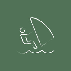 Wind surfing icon drawn in chalk.