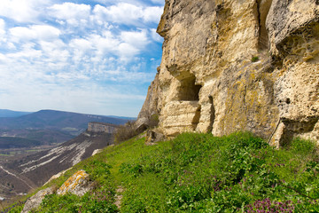 Naklejka premium White cliff with caves