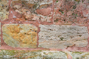 Natural old stone wall texture ancient brick pattern