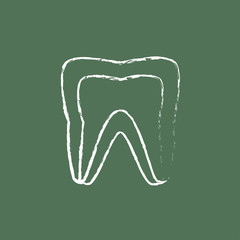 Molar tooth icon drawn in chalk.