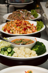  Variety of fresh salads on buffet line