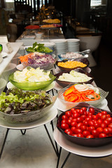  Variety of fresh salads on buffet line