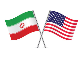 Fototapeta premium American and Iranian flags. Vector illustration.