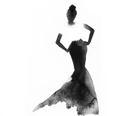 Selbstklebende Fototapete Aquarell Gesicht Frau mit elegantem Kleid .abstraktes Aquarell .fashion background