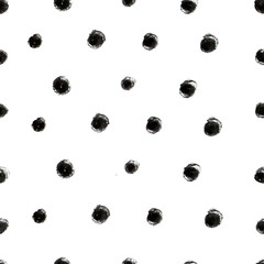 Abstract black ink polka dot pattern