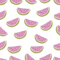 Seamless background with watermelon slices. Vector illustration.
