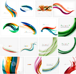 Set of colorful flowing motion abstract backgrounds. Smooth