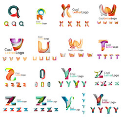Set of colorful abstract letter corporate logos created with