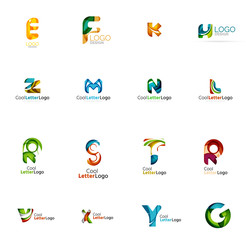 Set of colorful abstract letter corporate logos created with