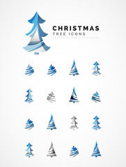 Set of abstract Christmas Tree Icons, business logo concepts