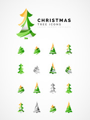 Obraz premium Set of abstract Christmas Tree Icons, business logo concepts