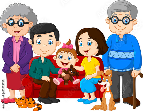 "Cartoon happy family isolated on white background" Stock ...