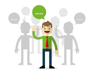 Vector of a businessmen in forums, talking.