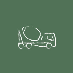 Concrete mixer truck icon drawn in chalk.