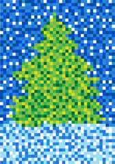 winter background with mosaic tree
