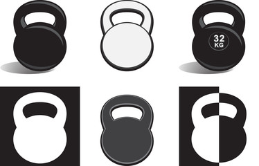 Monochrome kettle bells on white background (vector illustration)