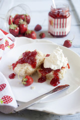 Plated Jam and Biscuits with strawberries