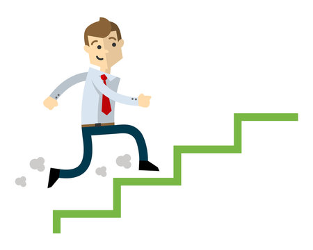 Vector of a businessman climb up stairs, job promotion