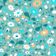 Ornate beauty flower seamless pattern. Abstract floral original background.