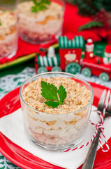 Christmas Chicken, Apple, Cheese and Egg Salad Layered with Mayo