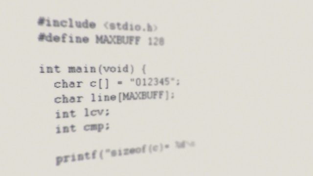 Text coding animation on white background