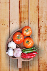 Pepper and tomatoes with garlic